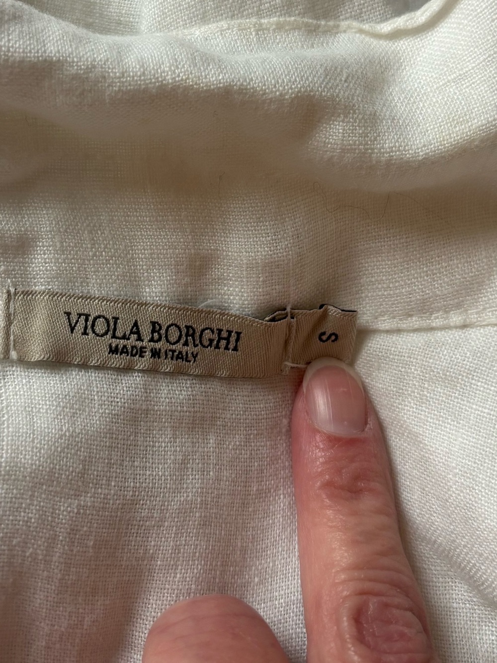 Viola Borghi Women's White Top 100% Linen Button Down 3/4 Sleeves Tunic Size S - Picture 4 of 6